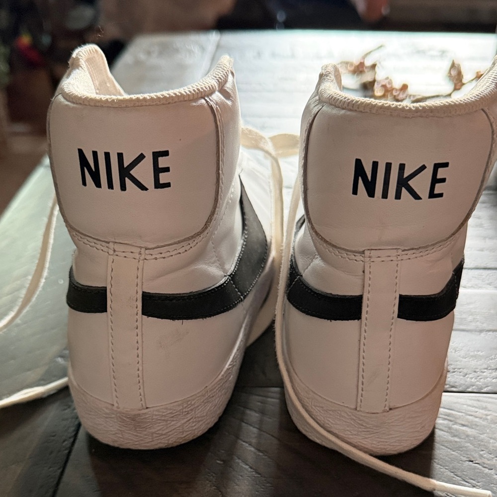 Nike White and Black High-Top Sneakers with Logo
